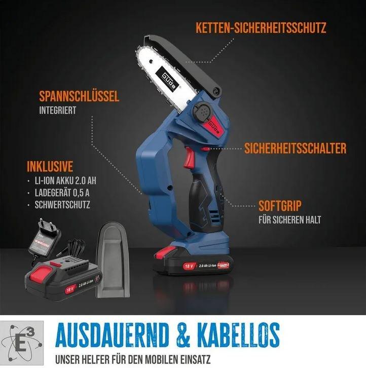 Güde Akku Minikettensäge MK 18-201-05 - Modell 2025 inkl. Akku und Ladegerät – Bild 2