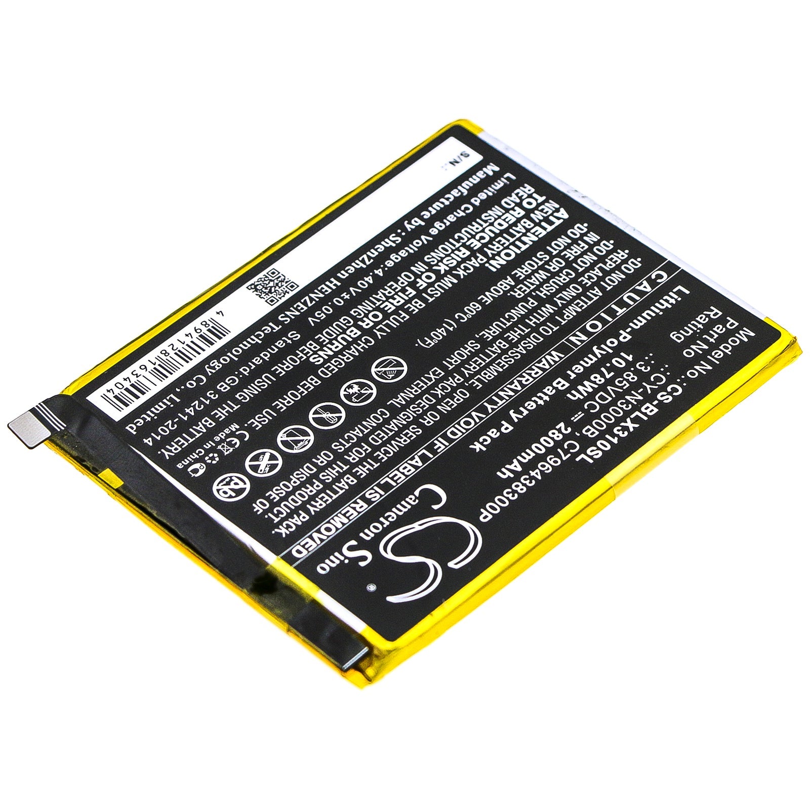 10.78Wh Li-Polymer SmartPhone Battery fits Blu, V0310ww, Vivo Xi Plus 3.85V, 2800mAh – Bild 3