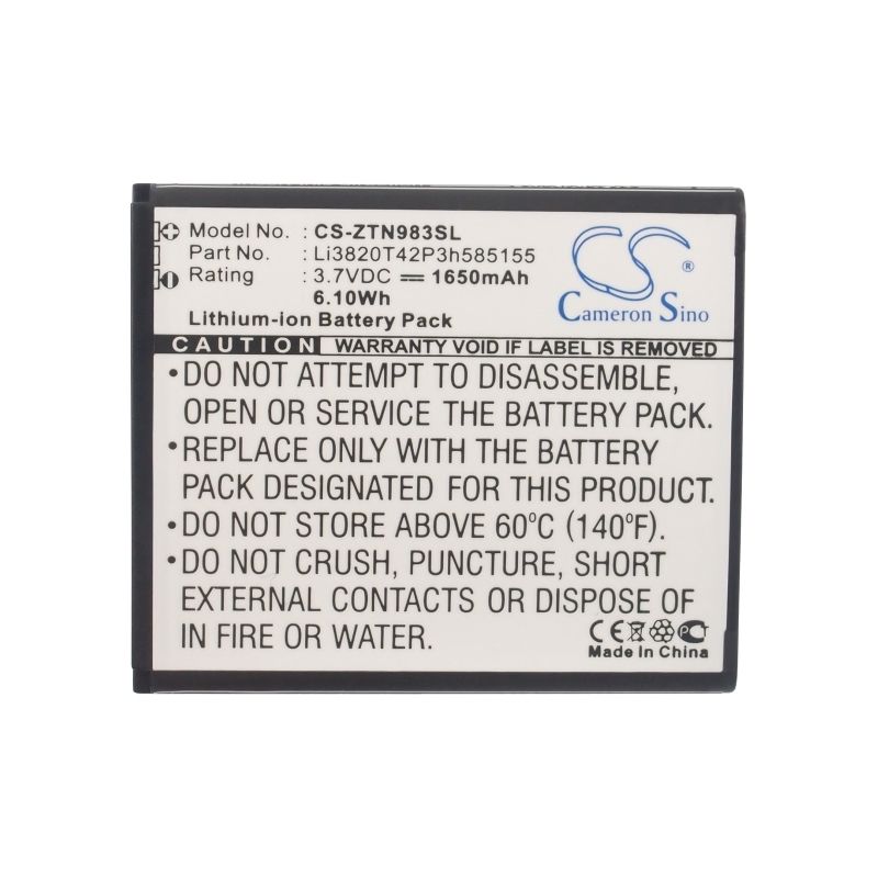 Li-ion Battery fits Zte, n983, solar, u960e 3.7V, 1650mAh – Bild 5