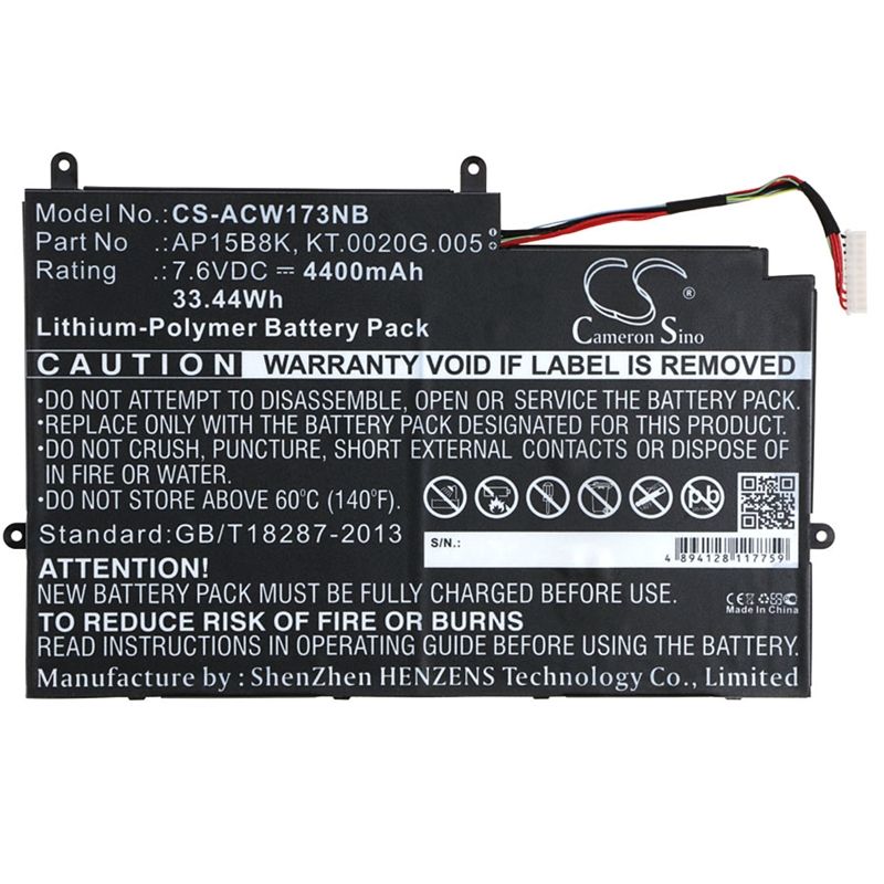 Li-Polymer Battery fits Acer, Aspire Switch 11 Sw5-173, Aspire Switch 11 Sw5-173p, Sw5-173 7.6V, 4400mAh – Bild 5