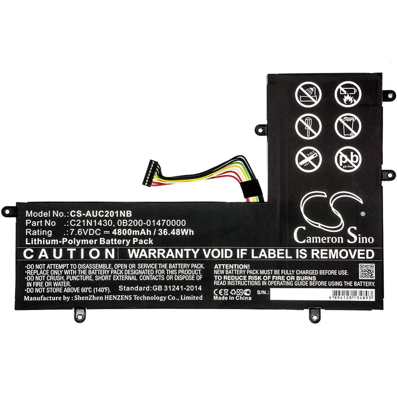 Li-Polymer Battery fits Asus, Chromebook C201, Chromebook C201p, Chromebook C201pa 7.6V, 4800mAh – Bild 3