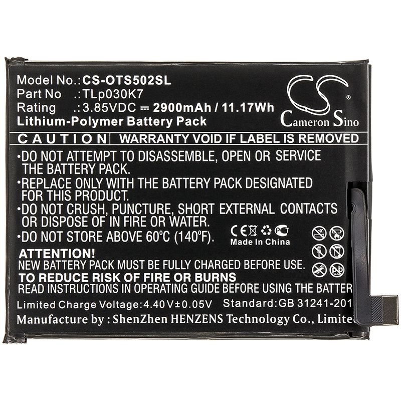 Li-Polymer Battery fits Alcatel, 1s, Ot-5024d 3.85V, 2900mAh – Bild 3