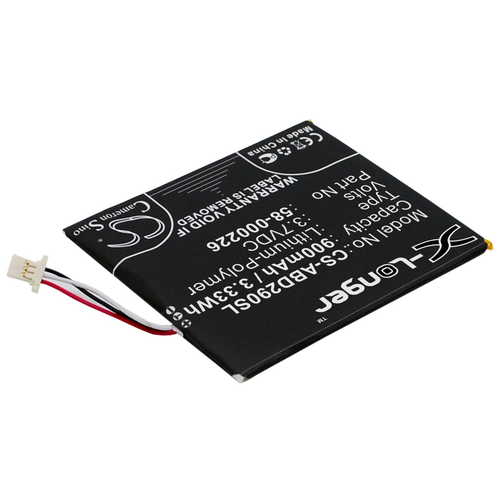 Li-Polymer Battery fits Amazon, 26s1019, 58-000226 3.7V, 900mAh – Bild 2
