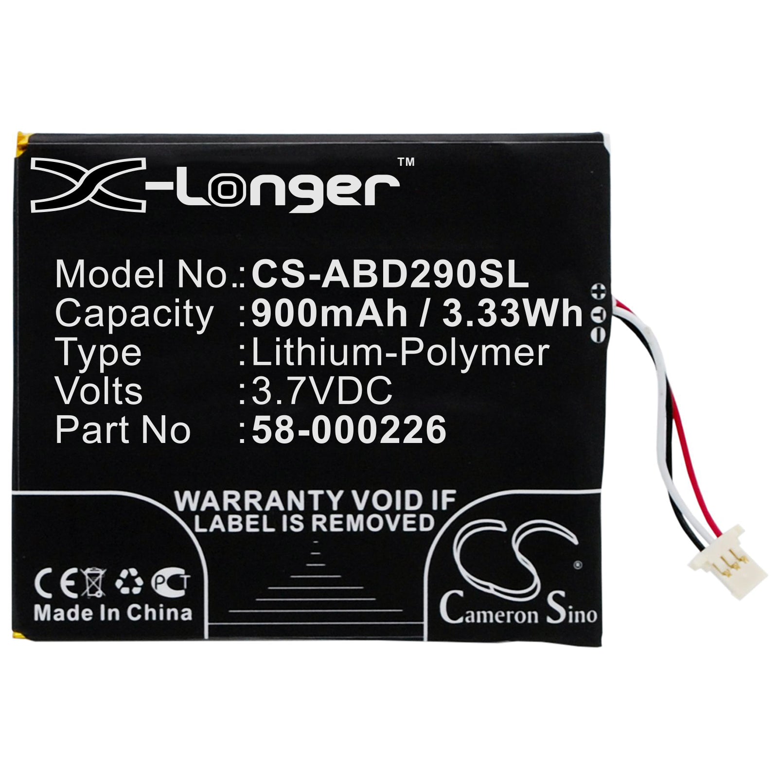 Li-Polymer Battery fits Amazon, 26s1019, 58-000226 3.7V, 900mAh – Bild 3