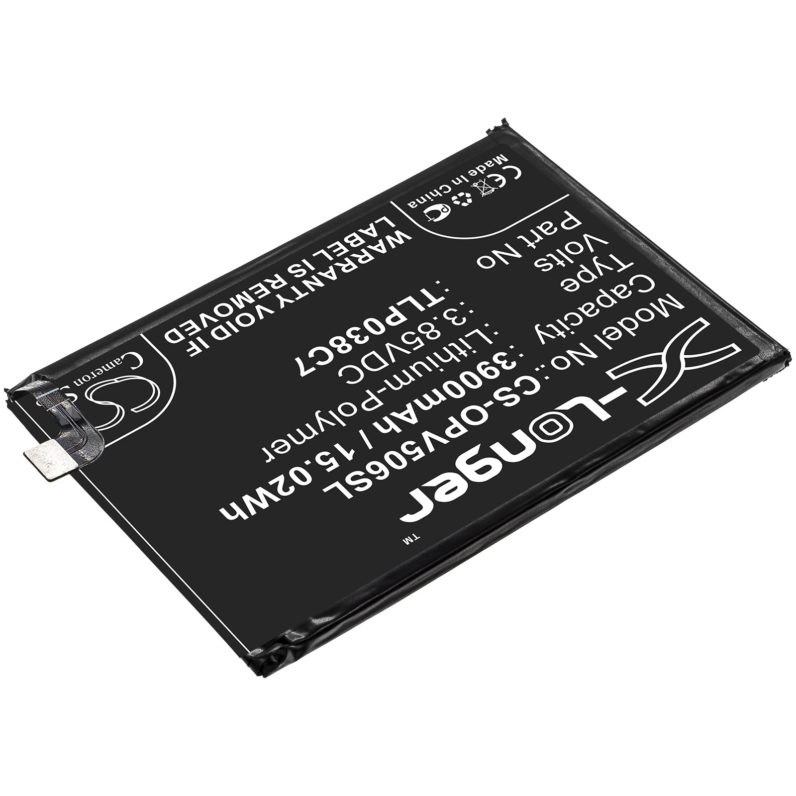 Li-Polymer Battery fits Alcatel, Tlp038c7 3.85V, 3900mAh – Bild 2