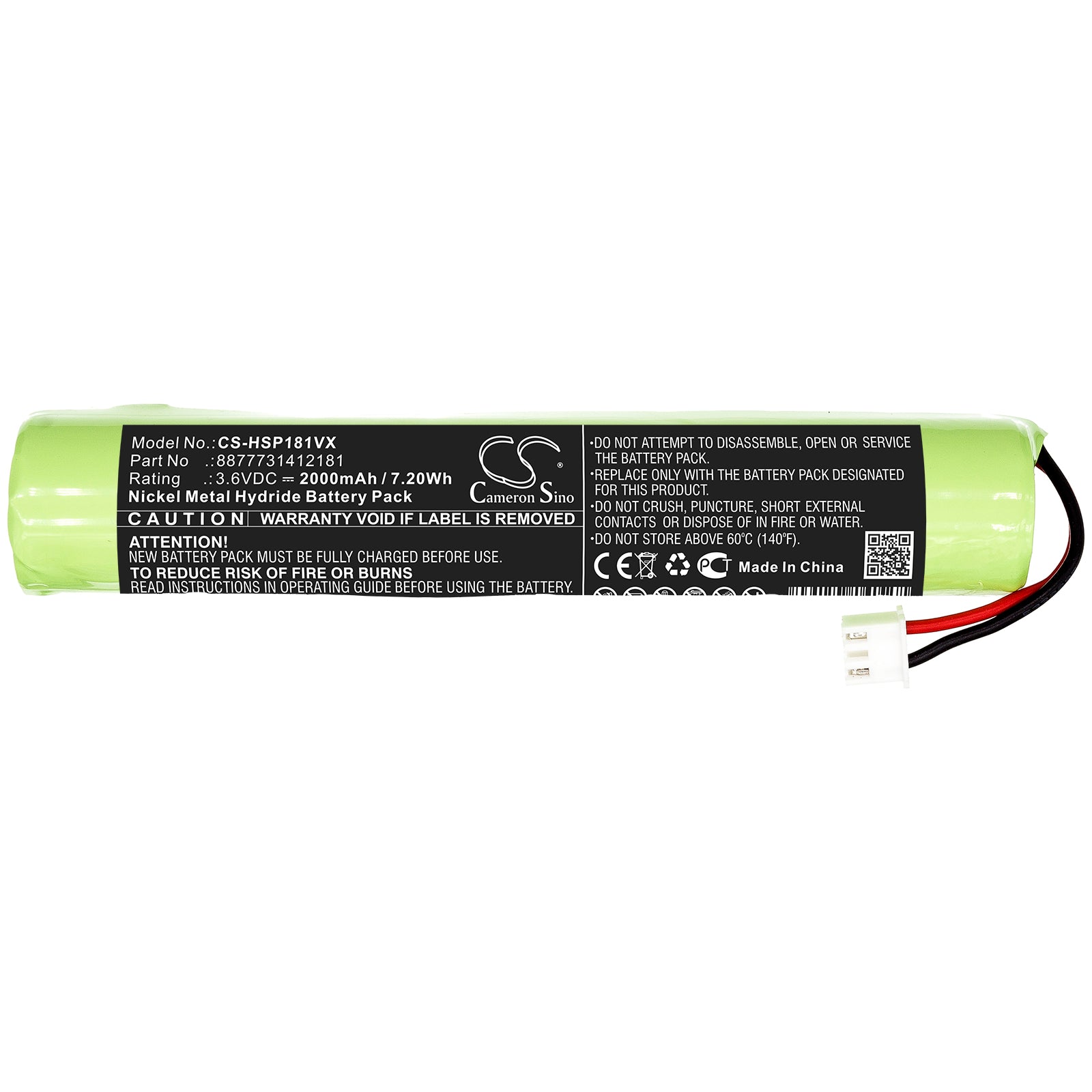 Ni-MH Battery fits Hurricane, 8877731412181 3.6V, 2000mAh – Bild 3