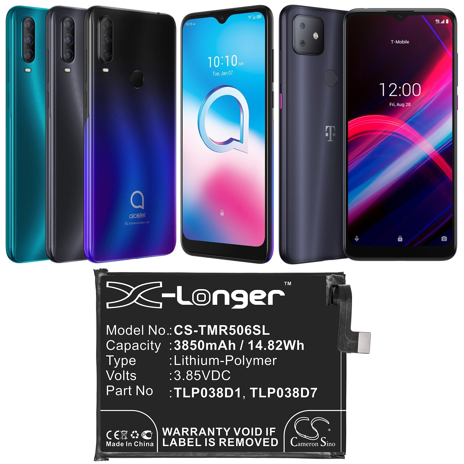 Li-Polymer Battery fits Alcatel, 3l 2020, 5029d 3.85V, 3850mAh – Bild 5