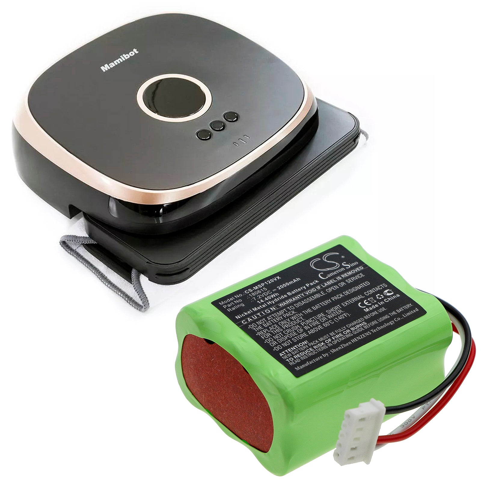 Ni-MH Battery fits Mamibot, 180615 7.2V, 2000mAh – Bild 6