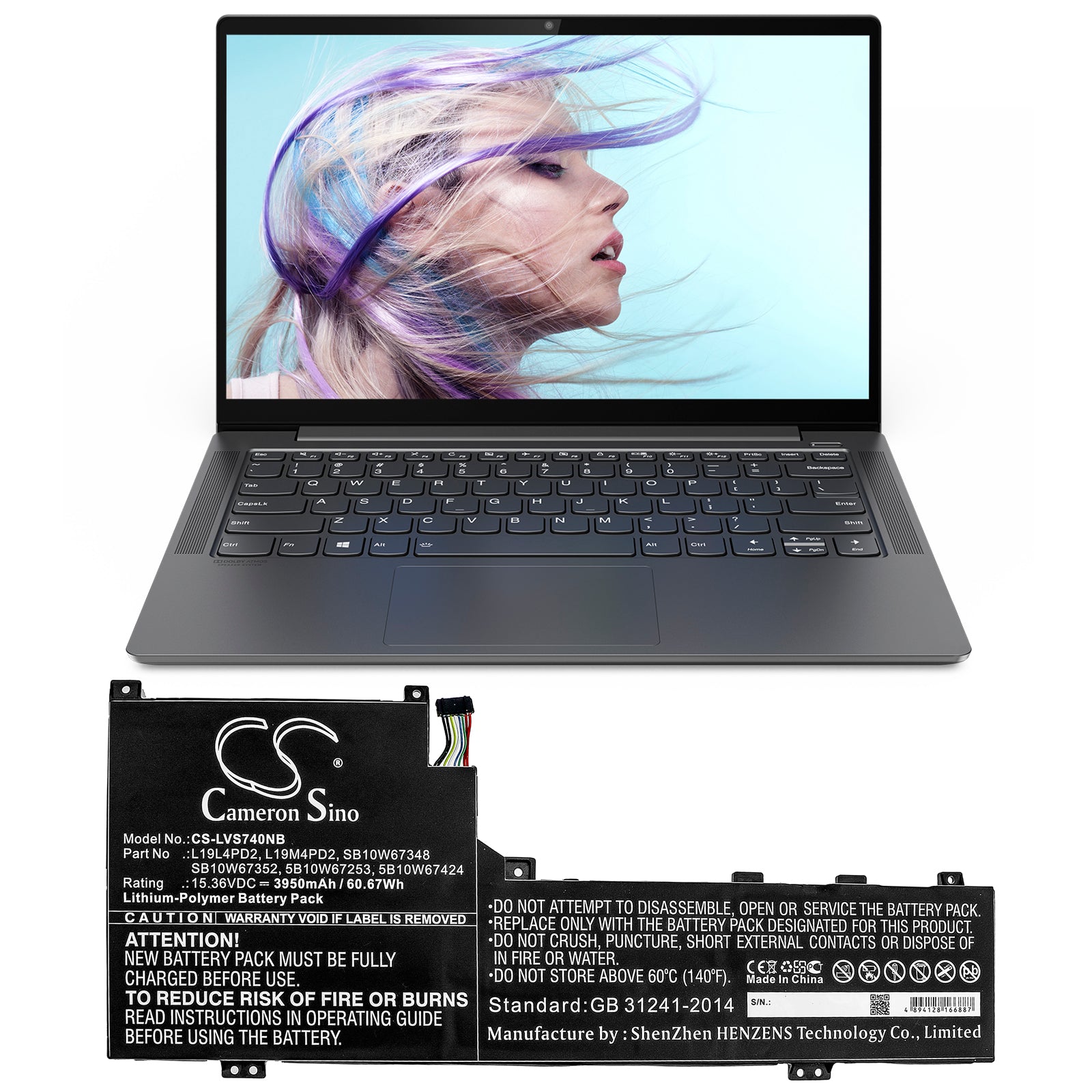 Li-Polymer Battery fits Lenovo, Ideapad S740-14iil, Ideapad S740-14iil-81rt, Yoga S740 14 15.36V, 3950mAh – Bild 5