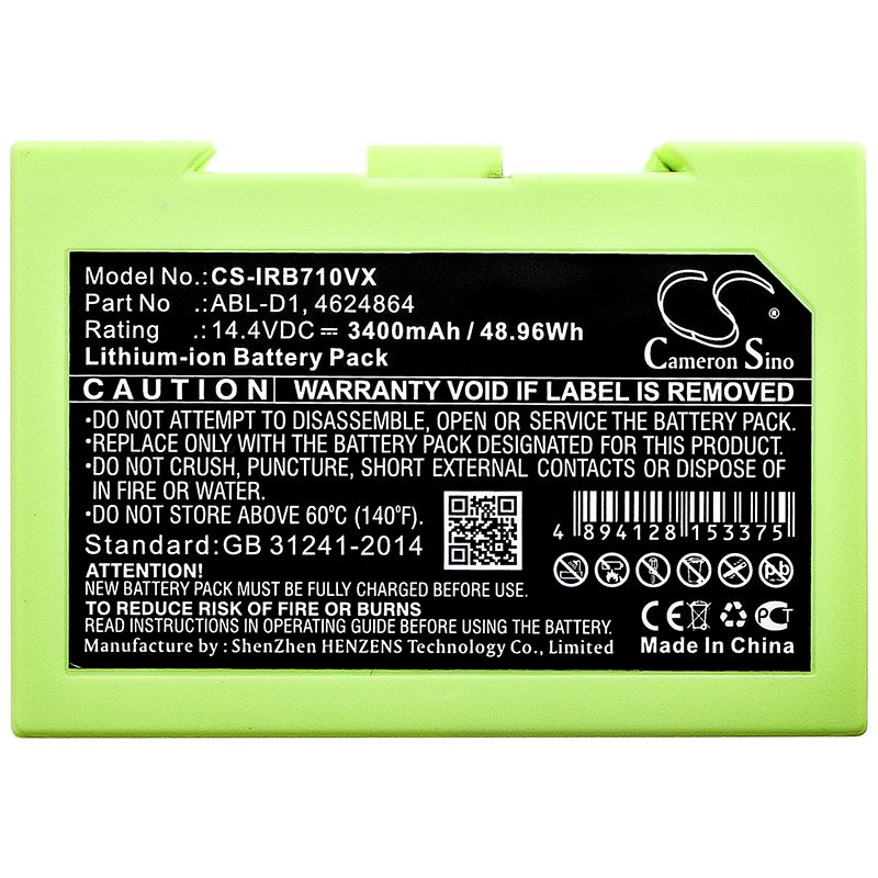 Li-ion Battery fits Irobot, Roomba i7, Roomba i7+ Roomba e5, 14.4V, 3400mAh – Bild 6