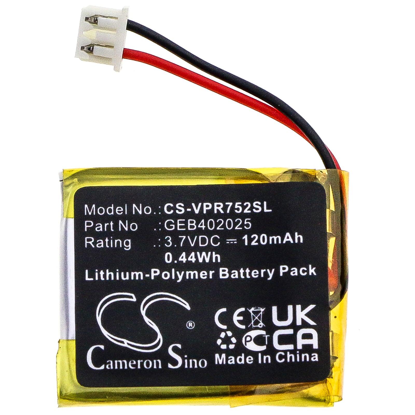 Li-Polymer Battery fits Python, 7752p 3.7V, 120mAh – Bild 3
