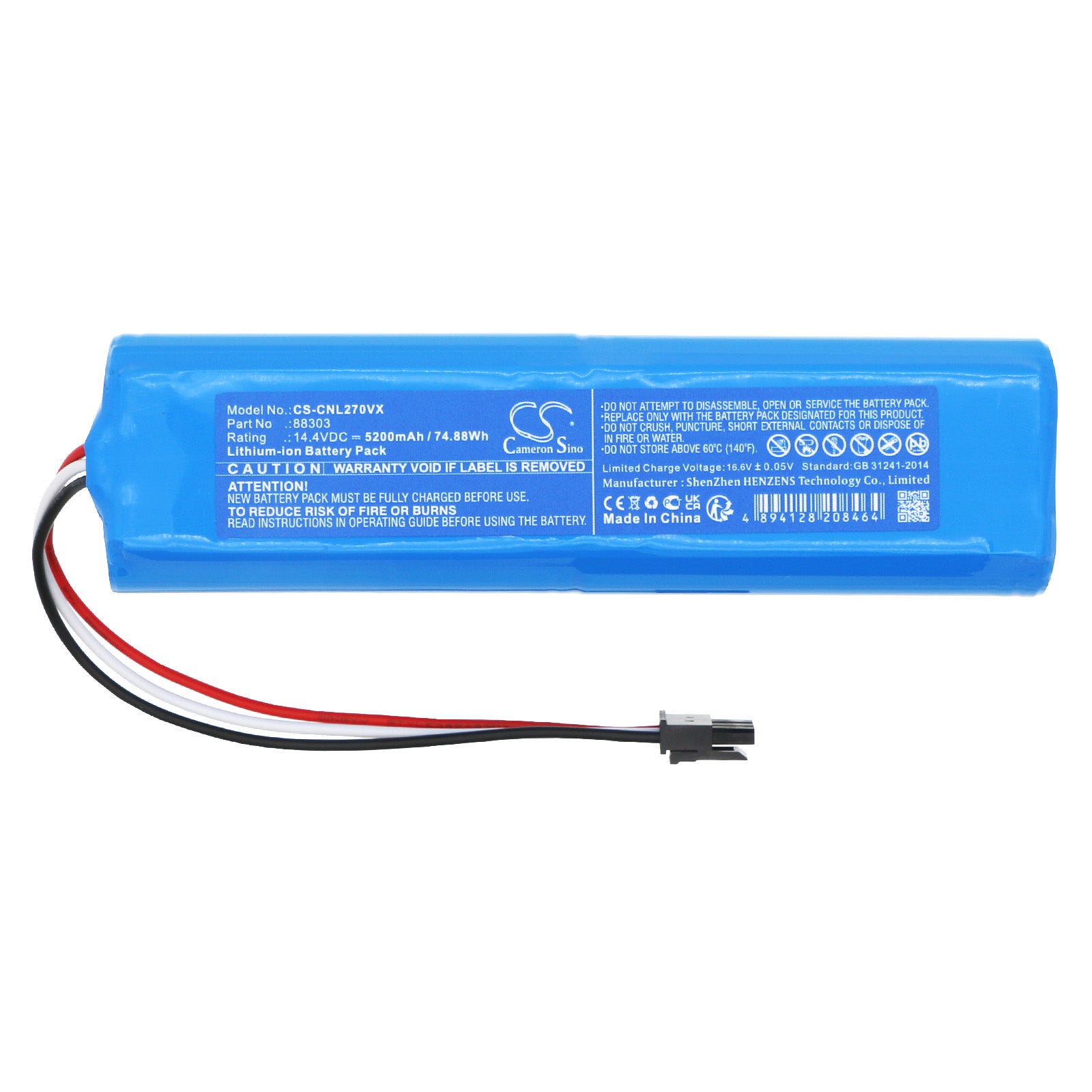 Li-ion, Vacuum Battery fits Ikohs Create Netbot Ls23+, Netbot Ls27, 14.4V, 5200mAh CS-CNL270VX – Bild 3