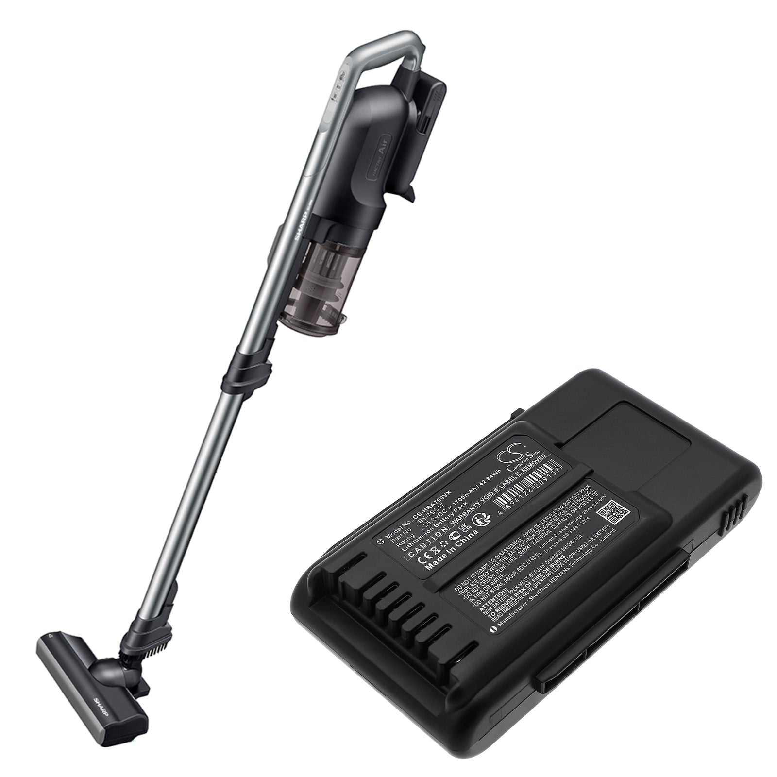 Li-ion, Vacuum Battery fits Sharp Ec-hr7-p, Ec-hr7-t, 25.2V, 1700mAh – Bild 5