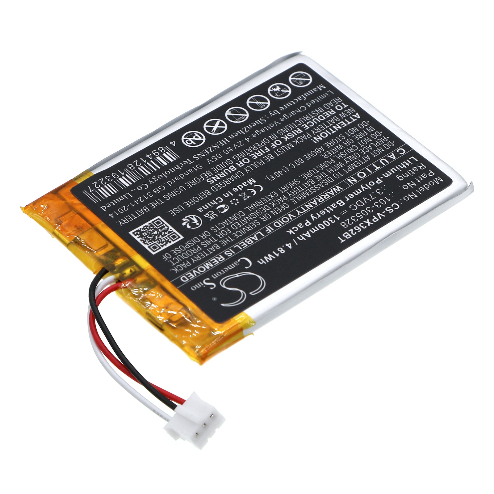 Li-Polymer, Alarm System Battery fits Visonic Powermaster 360, Powermaster 360-pg2, 3.7V, 1300mAh – Bild 2