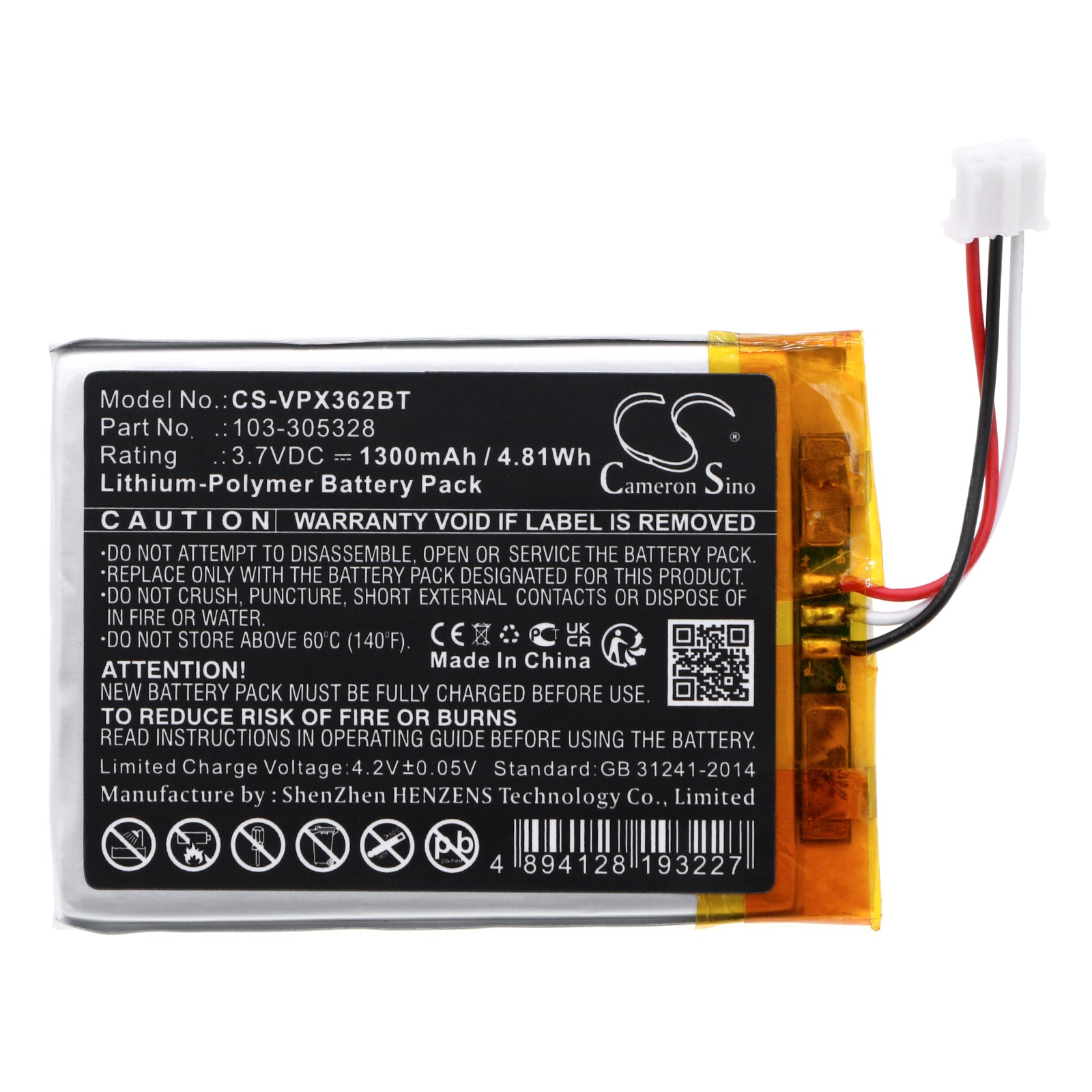 Li-Polymer, Alarm System Battery fits Visonic Powermaster 360, Powermaster 360-pg2, 3.7V, 1300mAh – Bild 3