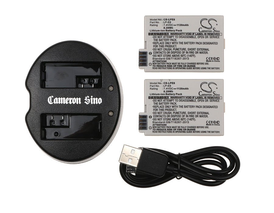 Canon EOS 550D Battery Pack Kit - 2 CS-LPE8 Batteries, 1 DF-LPE8UH Battery & USB Cable