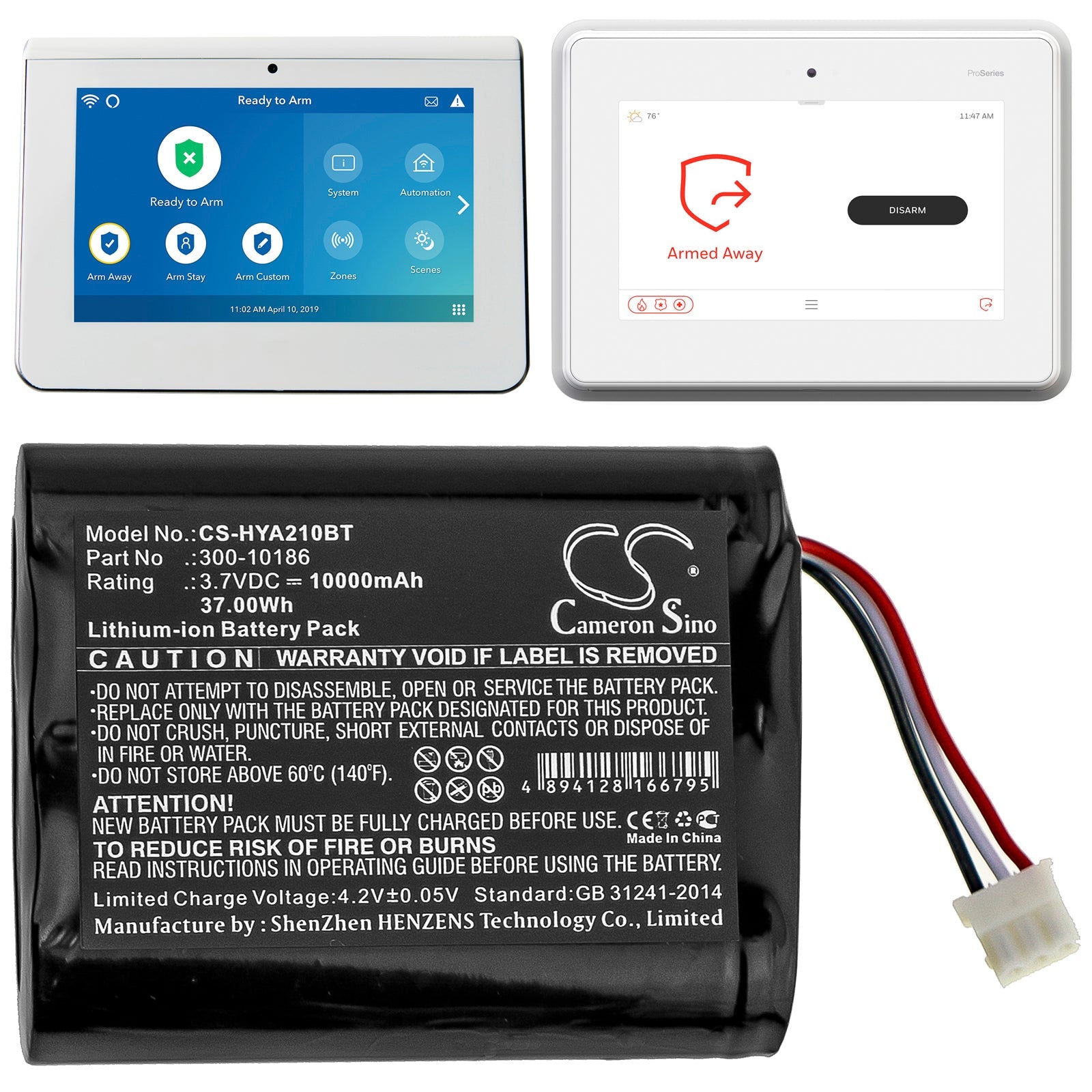 Li-ion Battery fits Adt, Command Smart Security Panel, Honeywell, Ai05-2 3.7V, 10000mAh – Bild 6