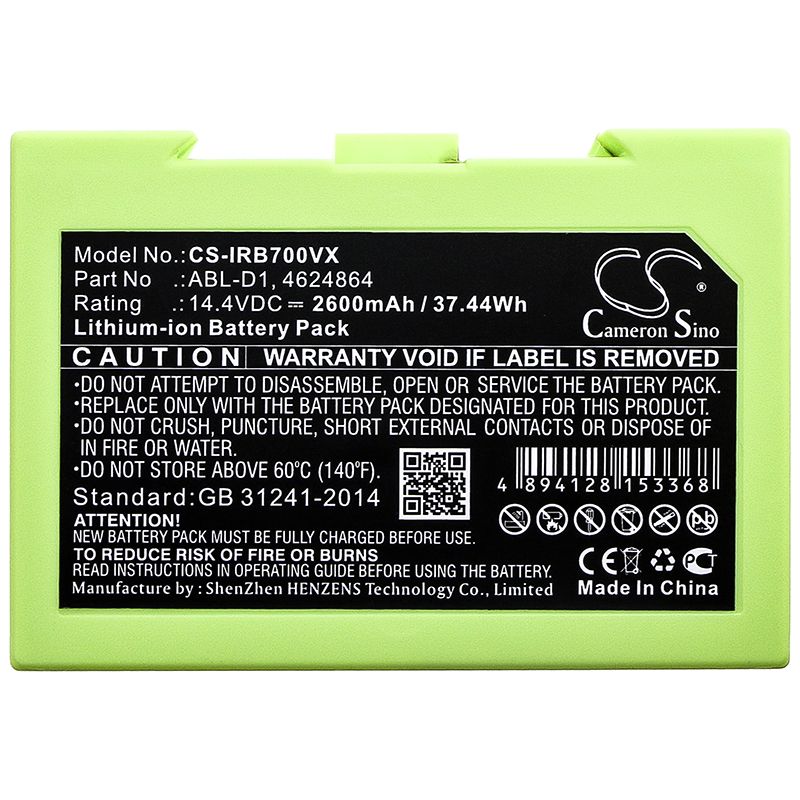 Li-ion Battery fits Irobot, Roomba i7, Roomba i7+ Roomba e5, 14.4V, 2600mAh – Bild 6