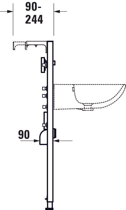 DuraSystem Installationselement für Waschtisch, für Wandarmatur 500x170x1148 mm – Bild 3
