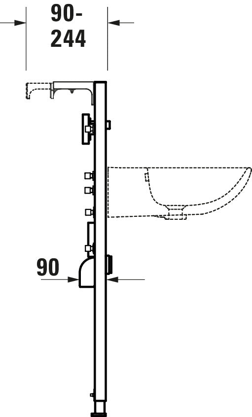 DuraSystem Installationselement für Waschtisch, für Wandarmatur 500x170x1148 mm – Bild 5