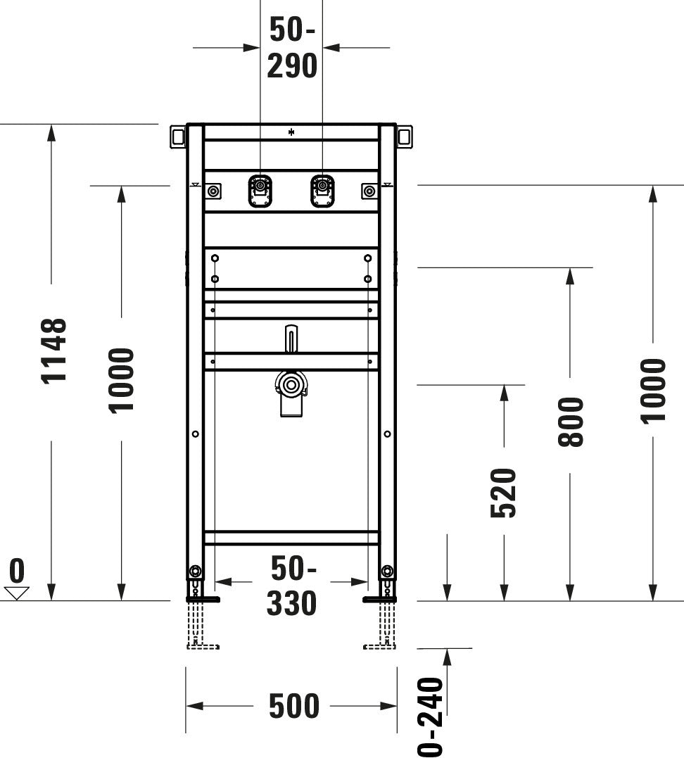 DuraSystem Installationselement für Waschtisch, für Wandarmatur 500x170x1148 mm – Bild 6