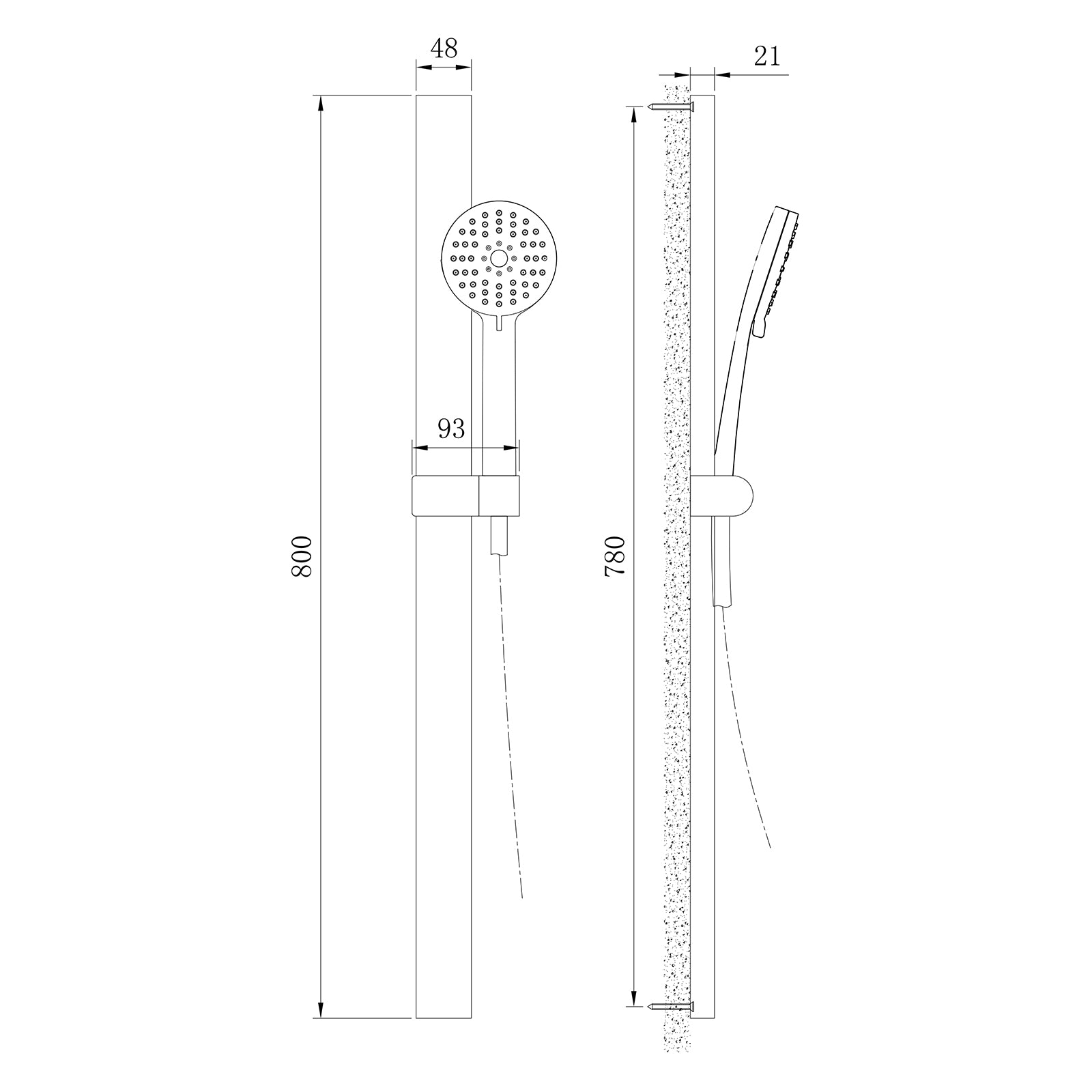 Brausegarnitur Duschstange NT127 Schwarz matt – Bild 2