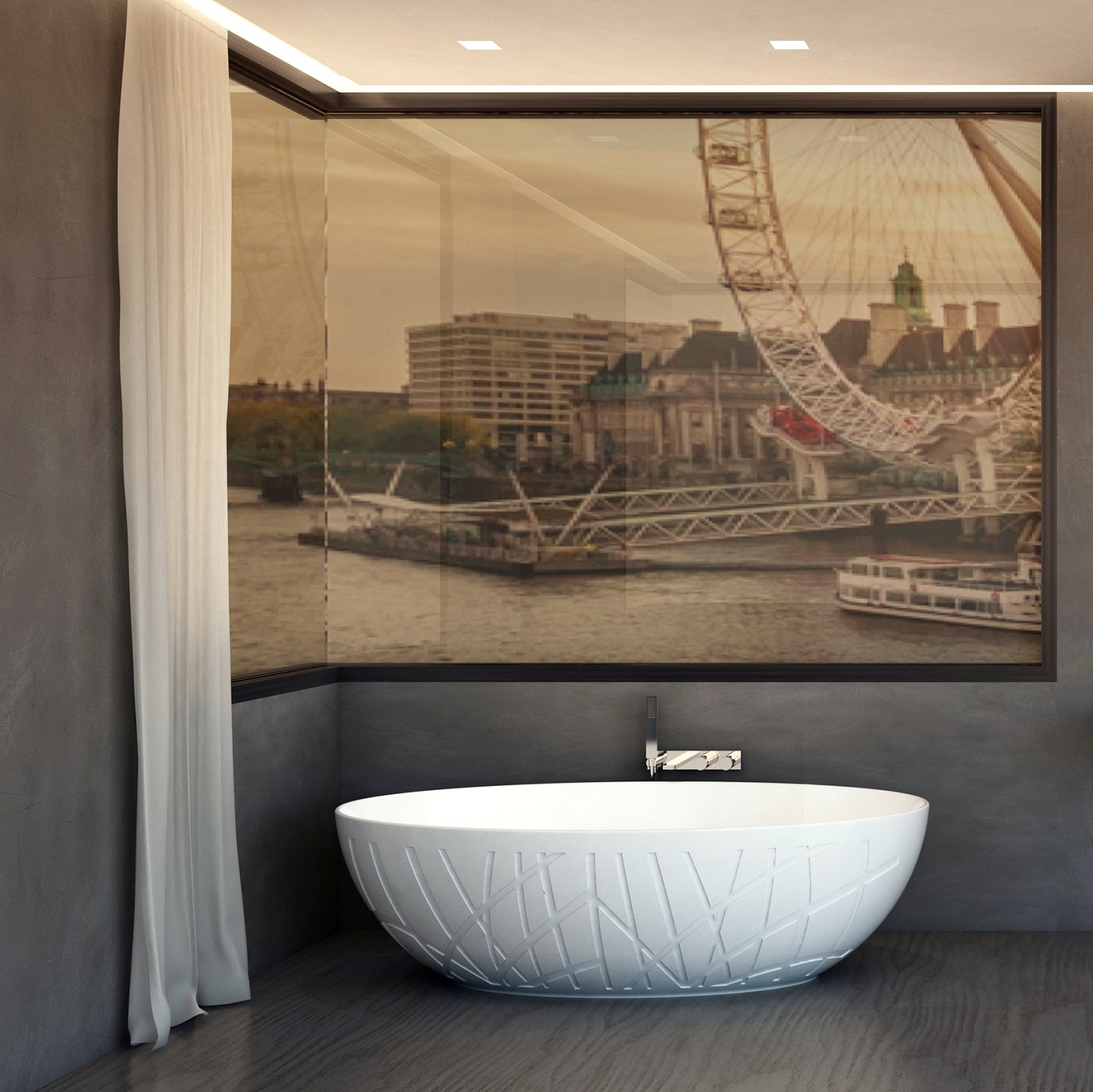 Freistehende Design Badewanne LEO Mineralguss – Bild 4