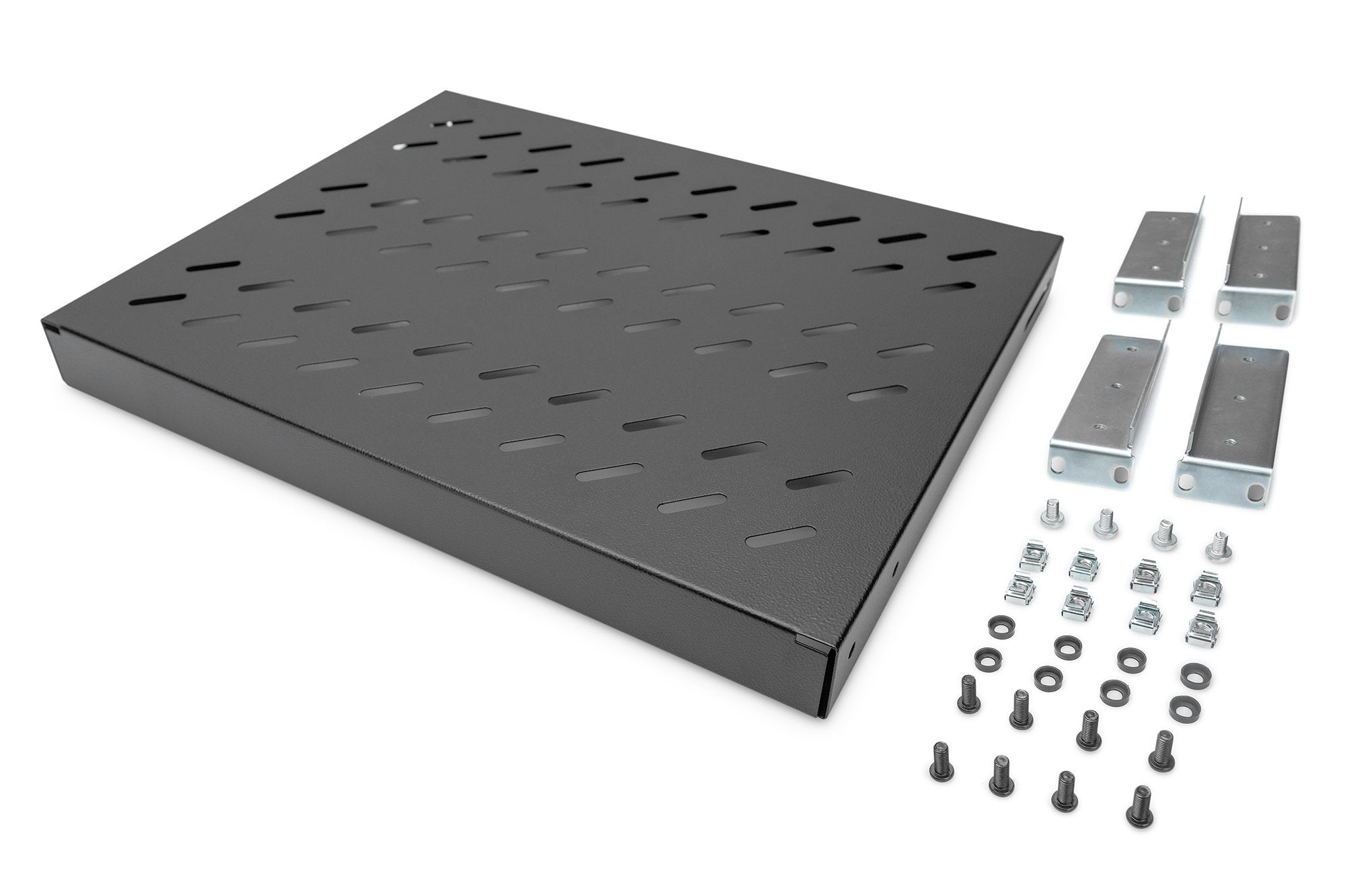 19 Inch 1U legbord voor 600 mm diepe rekken 43x483x358 mm, verstelbaar tot 550 mm diepte, zwart – Bild 2
